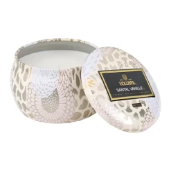 Hot Voluspa Vela perfumada Decorative Tin 25h, Santal Vanille Beige