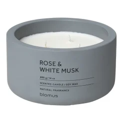 Hot Blomus Vela perfumada Fraga 25 horas, Rose & White Musk-Flintstone Azul