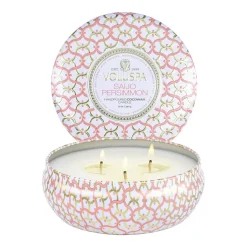 Best Voluspa Vela perfumada Maison Blanc 3-wick Tin 40 horas, Saijo Persimmon Color doradoRosaBlanco
