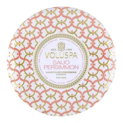 Best Voluspa Vela perfumada Maison Blanc 3-wick Tin 40 horas, Saijo Persimmon Color doradoRosaBlanco