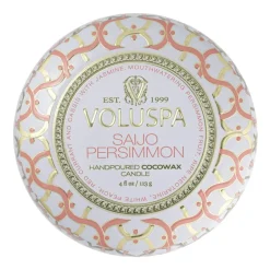 Best Voluspa Vela perfumada Maison Blanc Mini Tin 25 horas, Saijo Persimmon Color doradoRosaBlanco