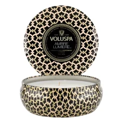 Hot Voluspa Vela perfumada Maison Noir 3-wick Tin 40 horas, Ambre Lumiere BeigeColor doradoNegro