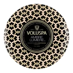 Hot Voluspa Vela perfumada Maison Noir 3-wick Tin 40 horas, Ambre Lumiere BeigeColor doradoNegro