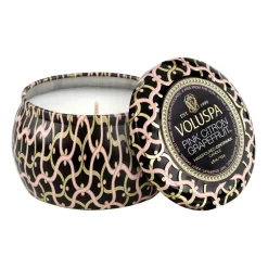 Voluspa Vela perfumada Maison Noir Mini Tin 25 horas, Pink Citron Grapefruit Color doradoRosaNegro