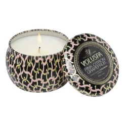 Voluspa Vela perfumada Maison Noir Mini Tin 25 horas, Pink Citron Grapefruit Color doradoRosaNegro