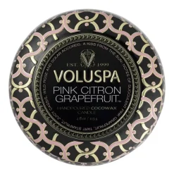 Voluspa Vela perfumada Maison Noir Mini Tin 25 horas, Pink Citron Grapefruit Color doradoRosaNegro