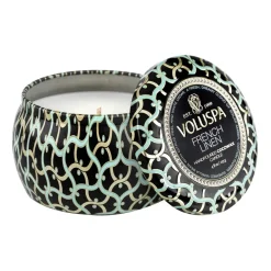 Online Voluspa Vela perfumada Maison Noir Mini Tin 25 horas, French Linen Color doradoNegroTurquesa