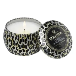 Online Voluspa Vela perfumada Maison Noir Mini Tin 25 horas, Crisp Champagne Color doradoPlateadoNegro