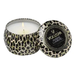 Online Voluspa Vela perfumada Maison Noir Mini Tin 25 horas, Ambre Lumiere BeigeColor doradoNegro