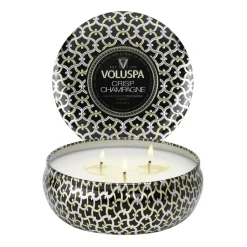 Sale Voluspa Vela perfumada Maison Noir 3-wick Tin 40 horas, Crisp Champagne Color doradoNegro