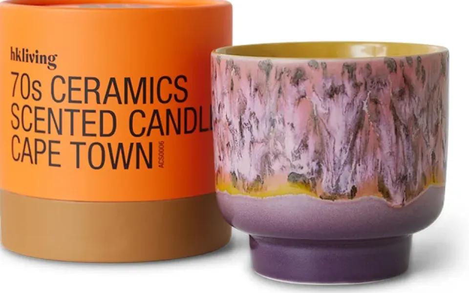 HKliving Vela perfumada 70's, 50 h, Cape Town PúrpuraNaranja