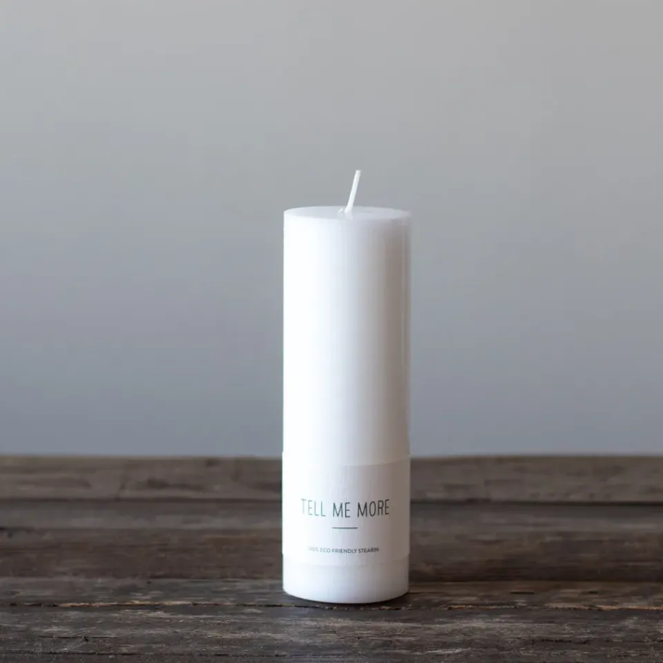 Tell Me More Vela L 15 cm, Blanco