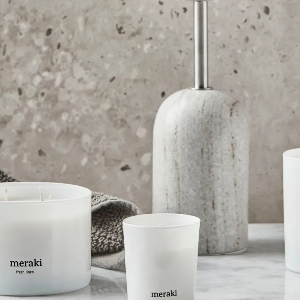 Best Meraki Velas perfumadas 12 horas 12, 2-pack, Fresh Linen Blanco