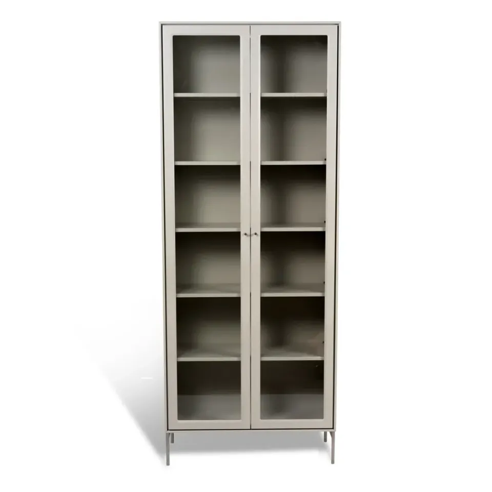 Clearance Mavis Vitrina Volt 190 cm , Detalles en acero inoxidable Beige