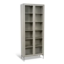 Clearance Mavis Vitrina Volt 190 cm , Detalles en acero inoxidable Beige