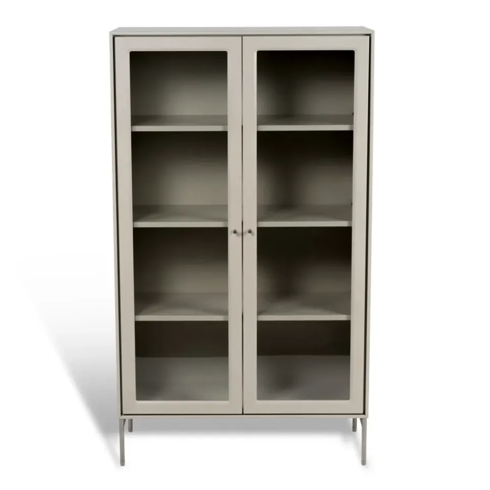 Clearance Mavis Vitrina Volt 130 cm , Detalles en acero inoxidable Beige