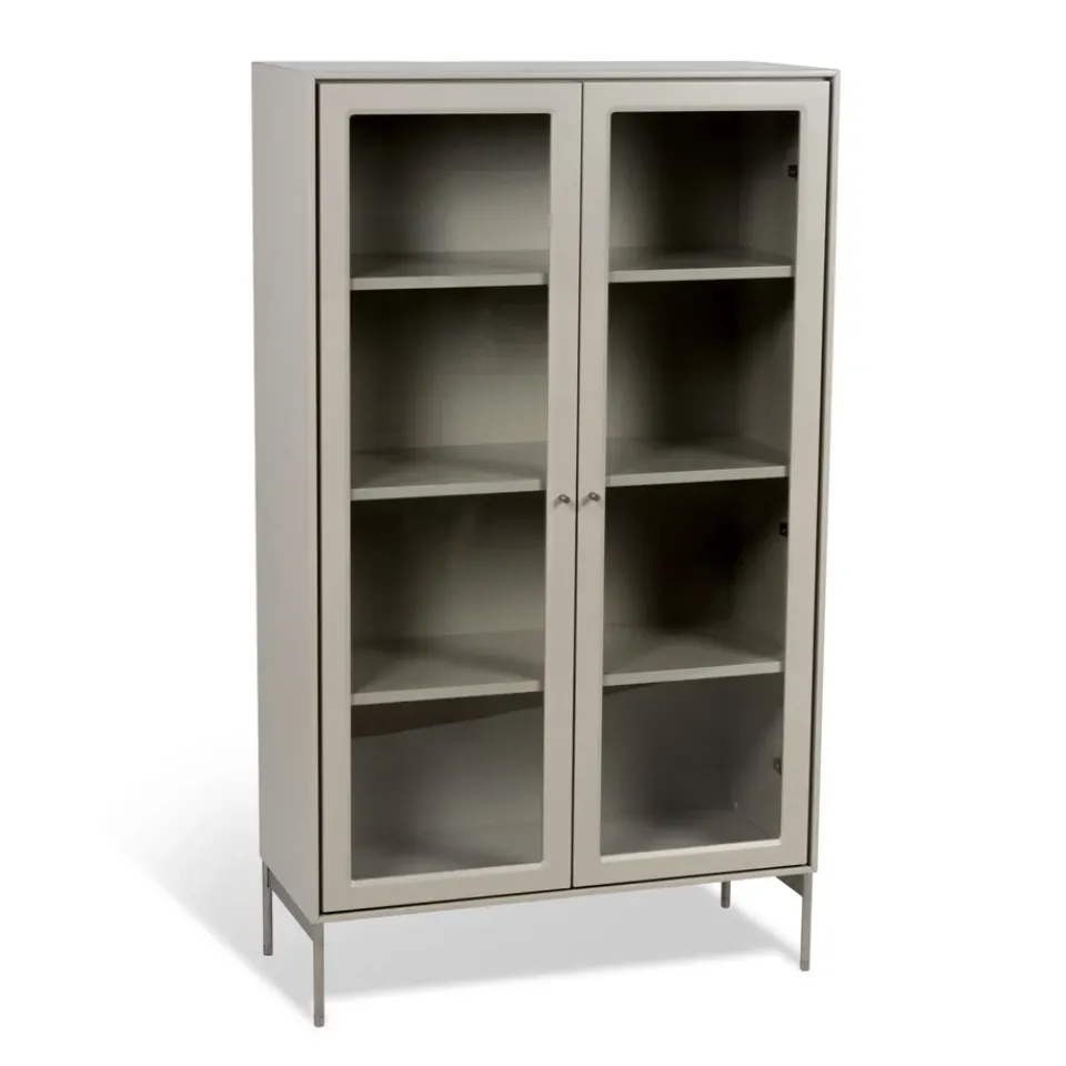 Clearance Mavis Vitrina Volt 130 cm , Detalles en acero inoxidable Beige