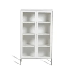 Online Mavis Vitrina Volt 130 cm lacado, Detalles en acero inoxidable Blanco
