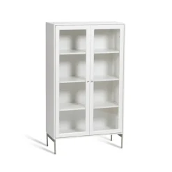 Online Mavis Vitrina Volt 130 cm lacado, Detalles en acero inoxidable Blanco