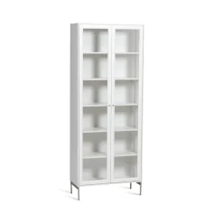 Sale Mavis Vitrina Volt 190 cm lacado , Detalles en acero inoxidable Blanco
